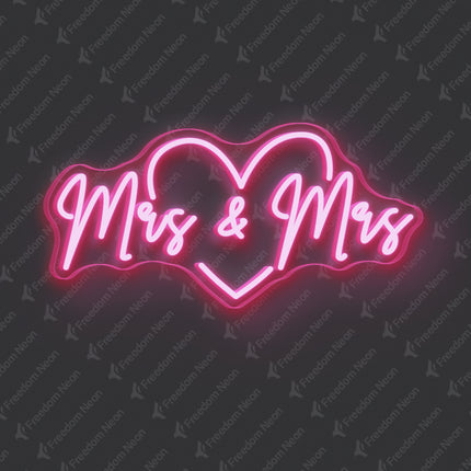 Light Pink Mrs & Mrs Neon Sign