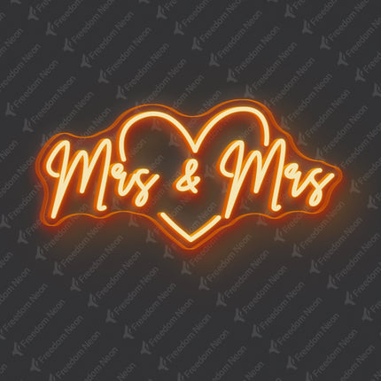 Orange Mrs & Mrs Neon Sign