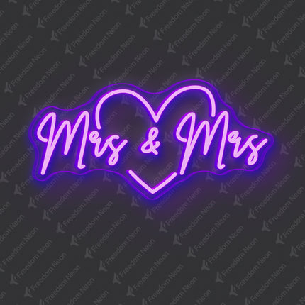 Purple Mrs & Mrs Neon Sign