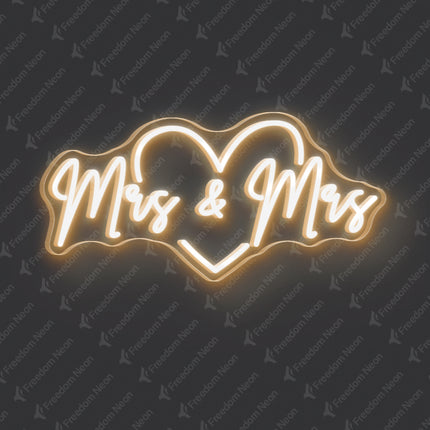 Warm White Mrs & Mrs Neon Sign