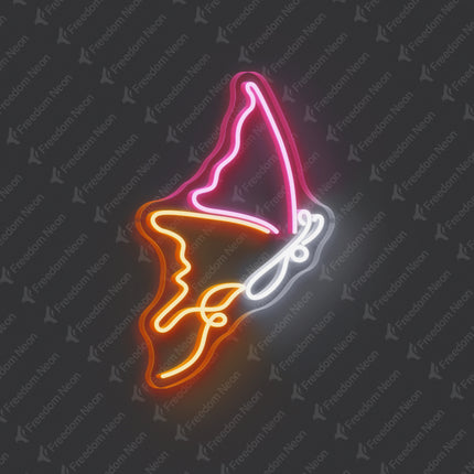 Light Pink & Orange Multicolor Butterfly Neon Sign