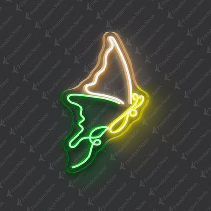 Warm White & Green Butterfly Neon Sign