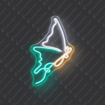 White & Mint Green Butterfly Neon Sign