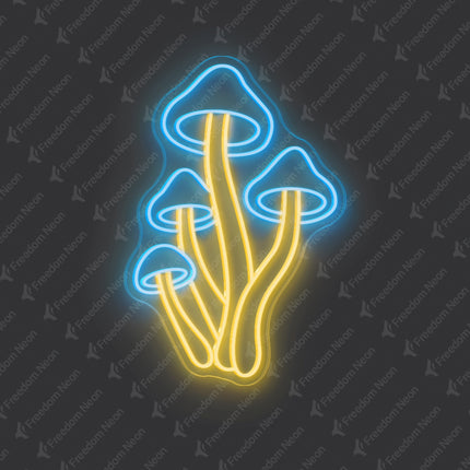 Ice Blue & Warm White Mushroom Neon Sign