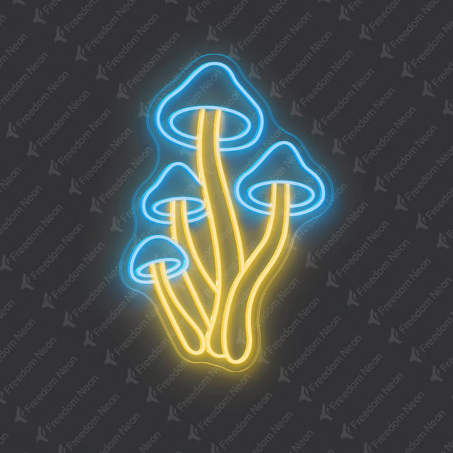 Ice Blue & Warm White Mushroom Neon Sign