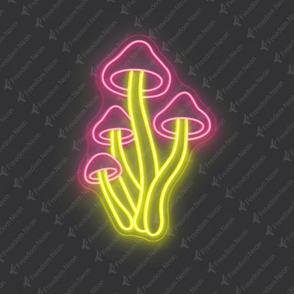 Light Pink & Yellow  Mushroom Neon Sign