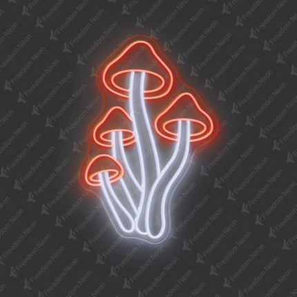 Orange & White Mushroom Neon Sign