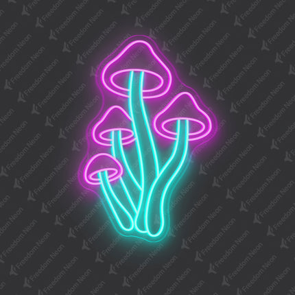 Pink & Mint Green Mushroom Neon Sign
