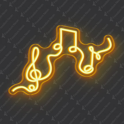 Golden Yellow Musical Flow Neon Sign