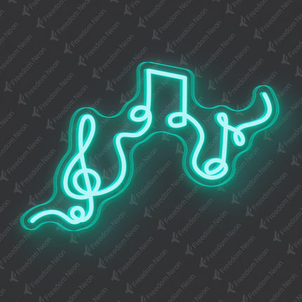 Mint Green Musical Flow Neon Sign
