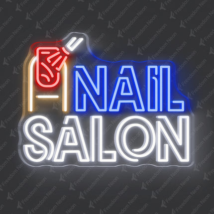 Blue Nail Salon & Painting Nail Polish Neon Sign