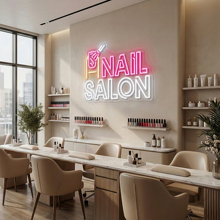 Light Pink Nail Salon & Painting Nail Polish Neon Sign
