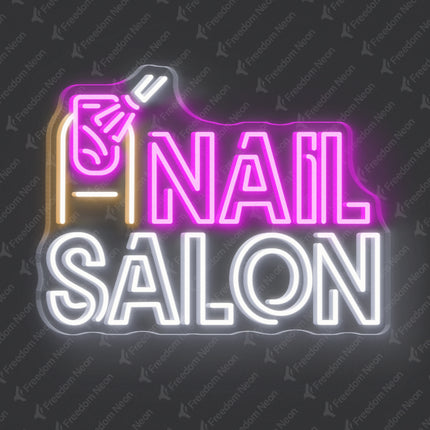Pink Nail Salon & Painting Nail Polish Neon Sign