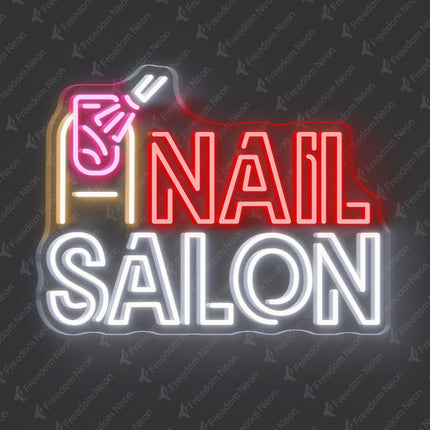 Red Nail Salon & Painting Nail Polish Neon Sign
