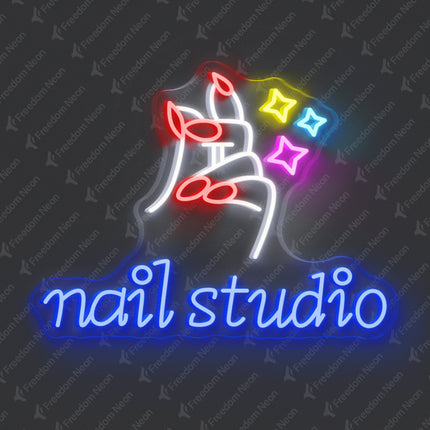 Blue Nail Studio & Manicure Hand Neon Sign