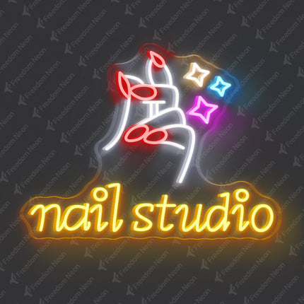 Golden Yellow Nail Studio & Manicure Hand Neon Sign