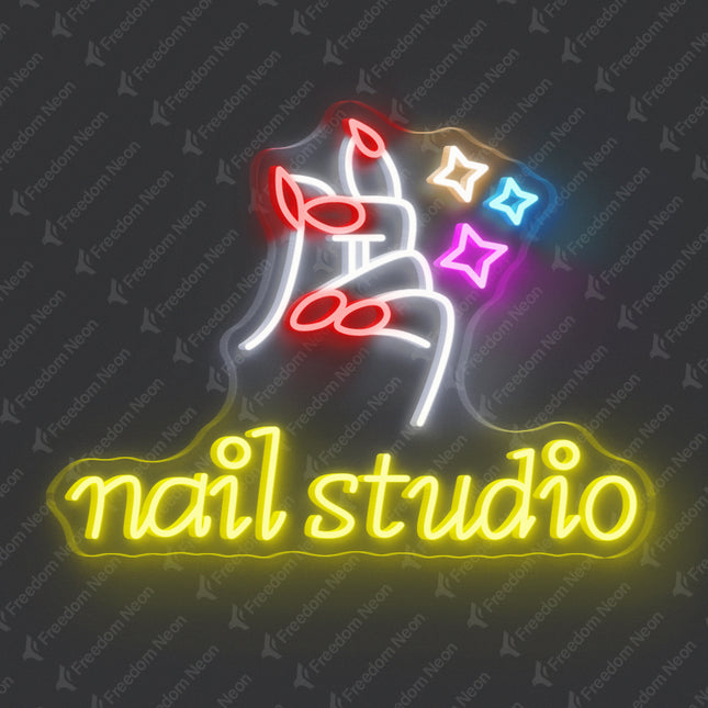 Lemon Yellow Nail Studio & Manicure Hand Neon Sign