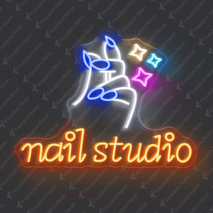 Orange Nail Studio & Manicure Hand Neon Sign