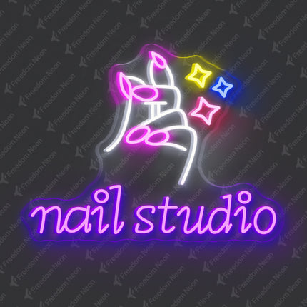 Purple Nail Studio & Manicure Hand Neon Sign
