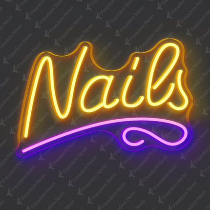 Golden Yellow Nails with Underline Neon Sign