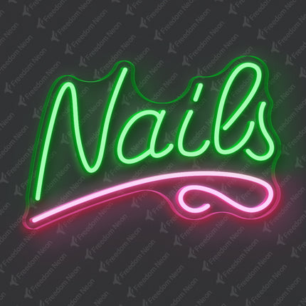 Green Nails with Underline Neon Sign