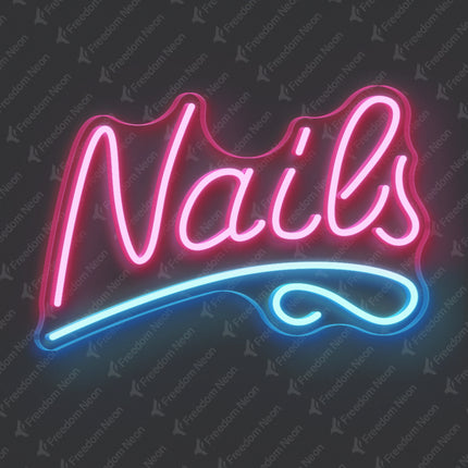 Light Pink Nails with Underline Neon Sign