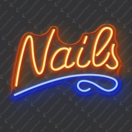 Orange Nails with Underline Neon Sign