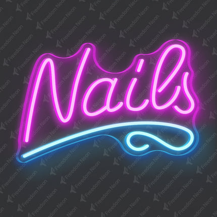 Pink Nails with Underline Neon Sign
