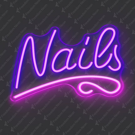Purple Nails with Underline Neon Sign