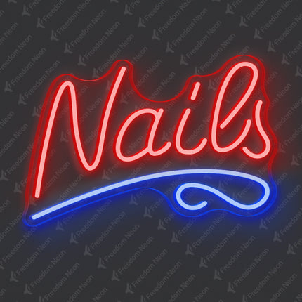 Red Nails with Underline Neon Sign