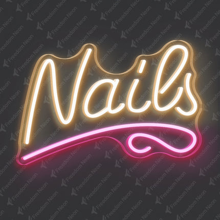 Warm White Nails with Underline Neon Sign