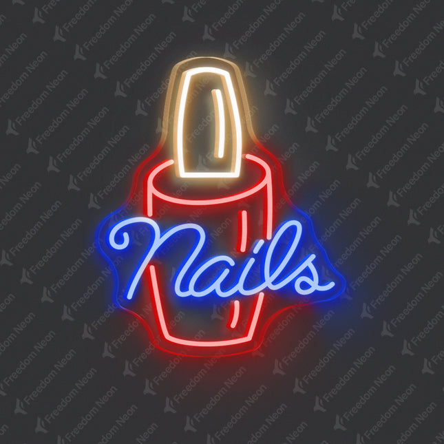 Blue Nails with Nail Polish Bottle Neon Sign