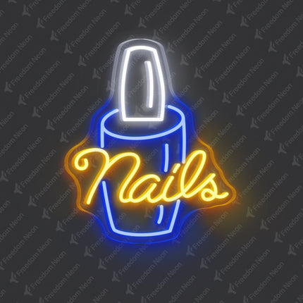 Golden Yellow Nails with Nail Polish Bottle Neon Sign