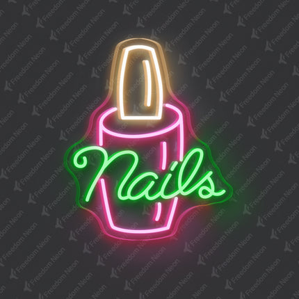 Green Nails with Nail Polish Bottle Neon Sign