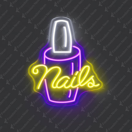 Lemon Yellow Nails with Nail Polish Bottle Neon Sign