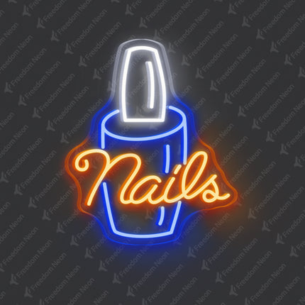 Orange Nails with Nail Polish Bottle Neon Sign