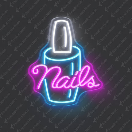 Pink Nails with Nail Polish Bottle Neon Sign