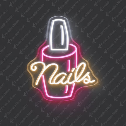 Warm White Nails with Nail Polish Bottle Neon Sign