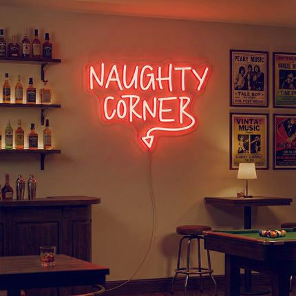 Red Naughty Corner Neon Sign