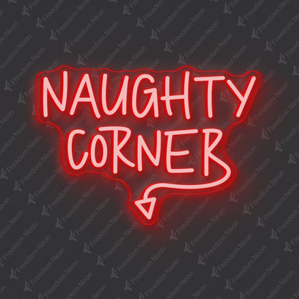 Red Naughty Corner Neon Sign