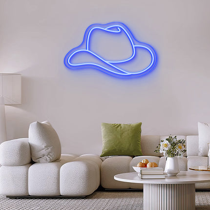 Blue Cowboy Hat Neon Sign