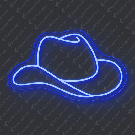 Blue Cowboy Hat Neon Sign