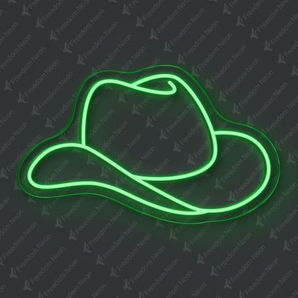 Green Cowboy Hat Neon Sign