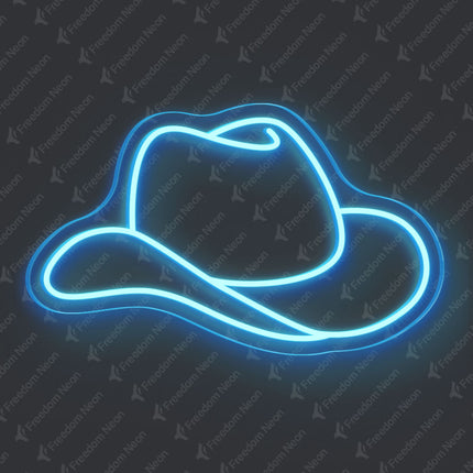 Ice Blue Cowboy Hat Neon Sign