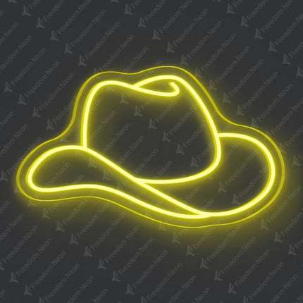 Lemon Yellow Cowboy Hat Neon Sign