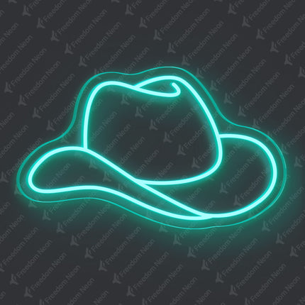 Mint Green Cowboy Hat Neon Sign
