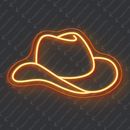 Orange Cowboy Hat Neon Sign