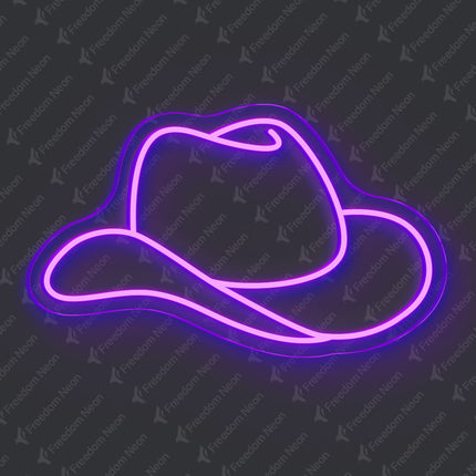 Purple Cowboy Hat Neon Sign