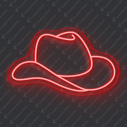 Red Cowboy Hat Neon Sign