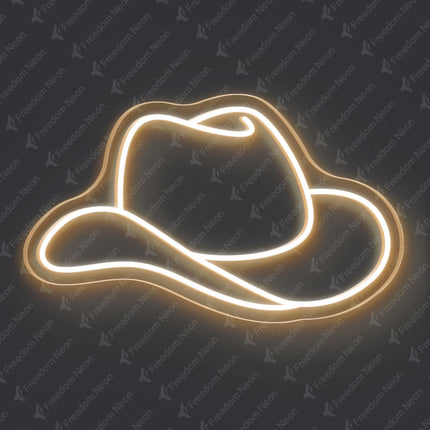 Warm White Cowboy Hat Neon Sign